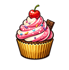FANCY CUP CAKE WITH A CHERRY ON THE TOP SMALL CUPCAKE DECORATIVE