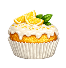 Lemon cup cake with a slice of lemon