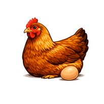 hen sitting on her egg