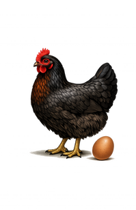 Black Hen with egg